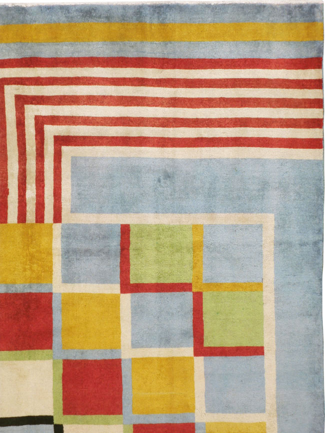 Vintage Persian Tabriz Art Deco Carpet Inspired By Edward McKnight Kauffer, No.23517 - Gss