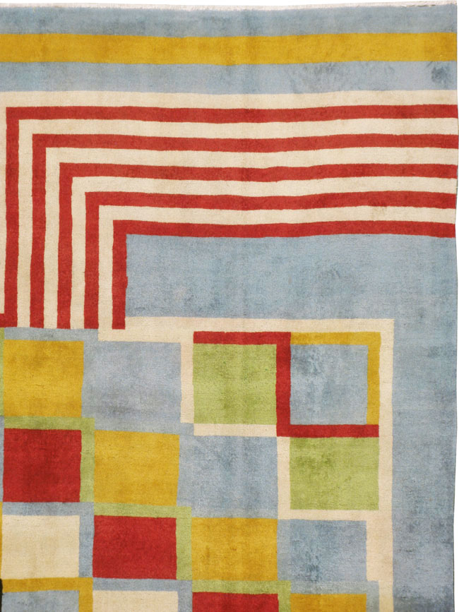 Vintage Persian Tabriz Art Deco Carpet Inspired By Edward McKnight Kauffer, No.23517 - Gss