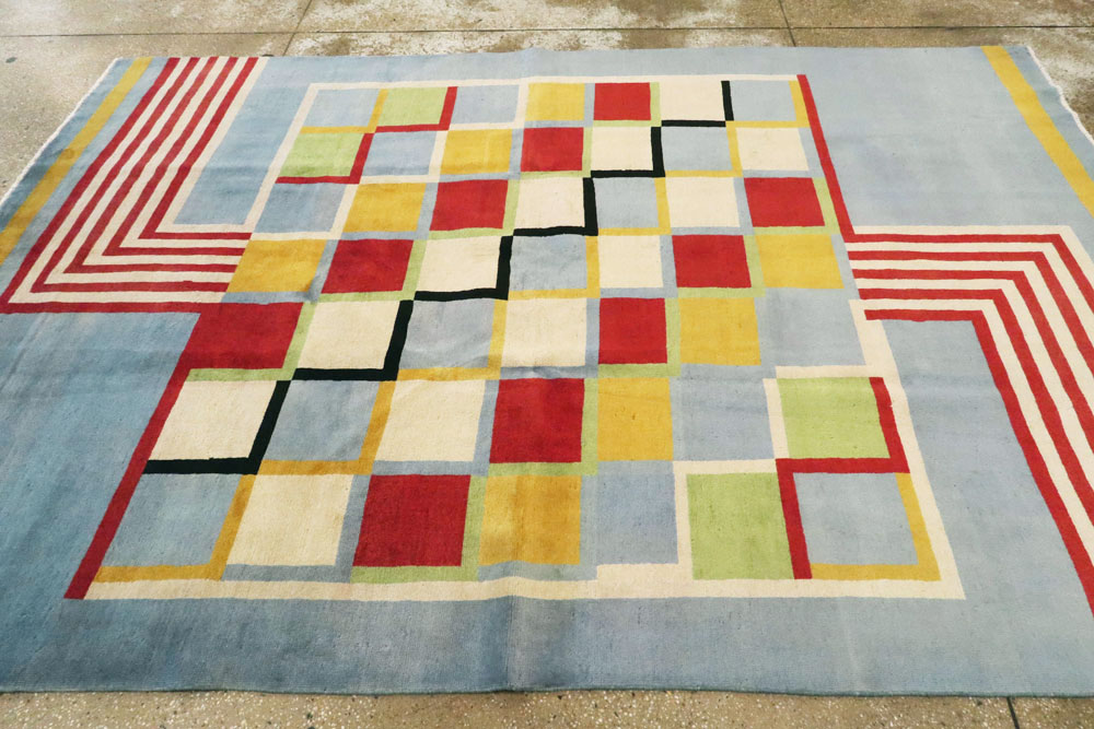 Vintage Persian Tabriz Art Deco Carpet Inspired By Edward McKnight Kauffer, No.23517 - Gss