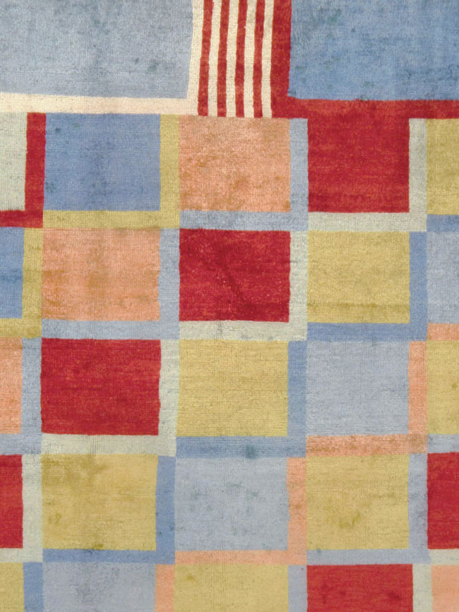 Vintage Persian Kashan Art Deco Rug Inspired By Edward McKnight Kauffer, No.23520 - Gss