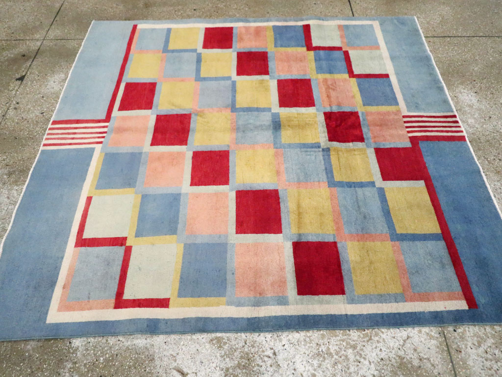 Vintage Persian Kashan Art Deco Rug Inspired By Edward McKnight Kauffer, No.23520 - Gss