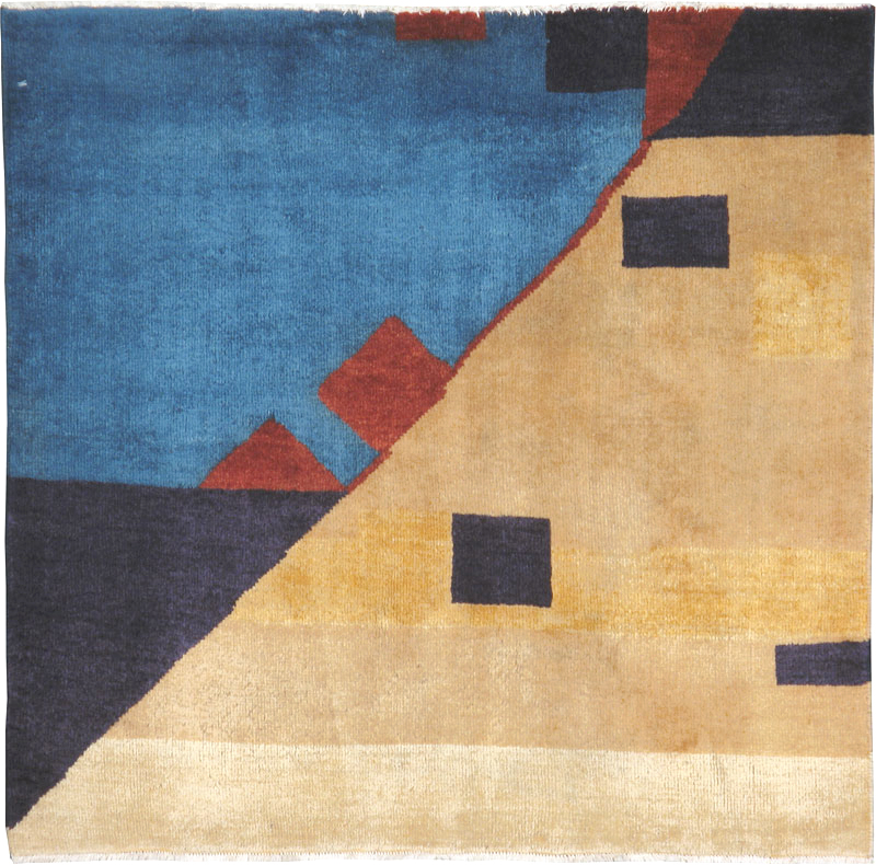 Vintage Persian Kashan Art Deco Rug Inspired By Edward McKnight Kauffer, No.23523 - Gss