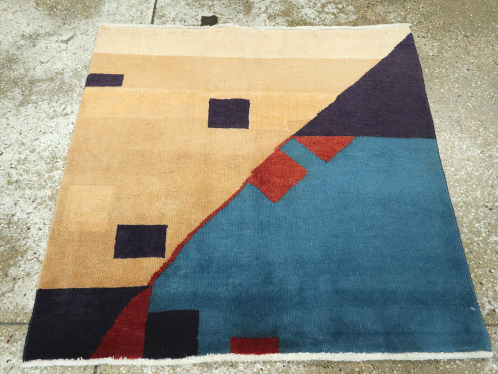 Vintage Persian Kashan Art Deco Rug Inspired By Edward McKnight Kauffer, No.23523 - Gss