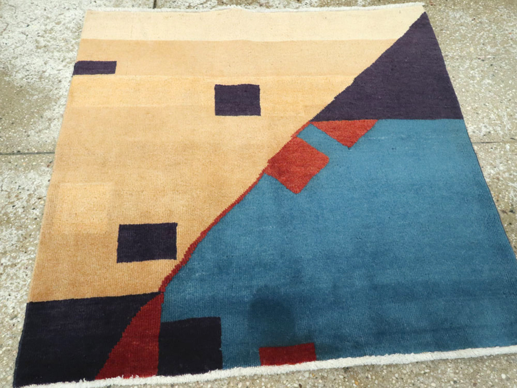 Vintage Persian Kashan Art Deco Rug Inspired By Edward McKnight Kauffer, No.23523 - Gss
