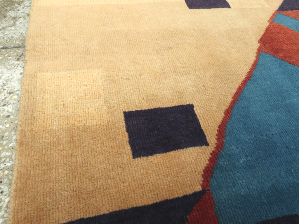 Vintage Persian Kashan Art Deco Rug Inspired By Edward McKnight Kauffer, No.23523 - Gss