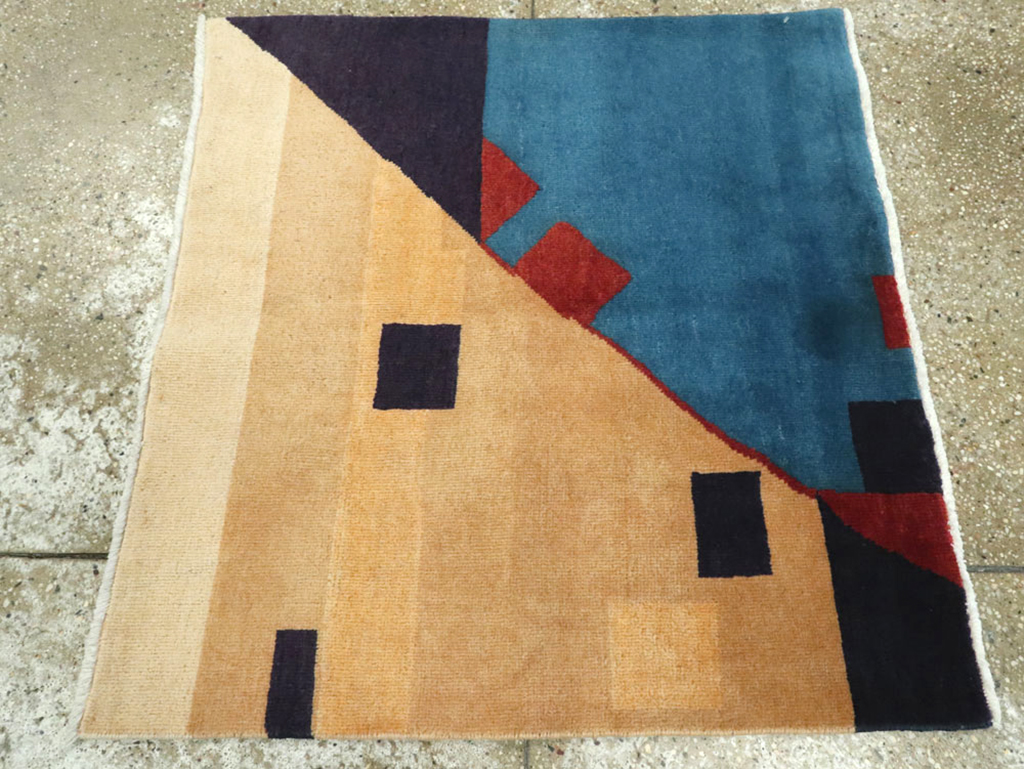 Vintage Persian Kashan Art Deco Rug Inspired By Edward McKnight Kauffer, No.23523 - Gss
