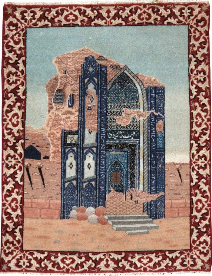 Vintage Persian Tabriz  Pictorial Rug, No.23586 - Gss