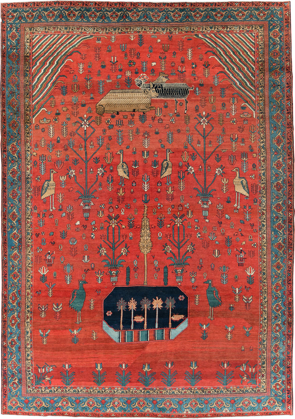 Antique Persian Pictorial Bakshaish Carpet, No.23596 - Gss