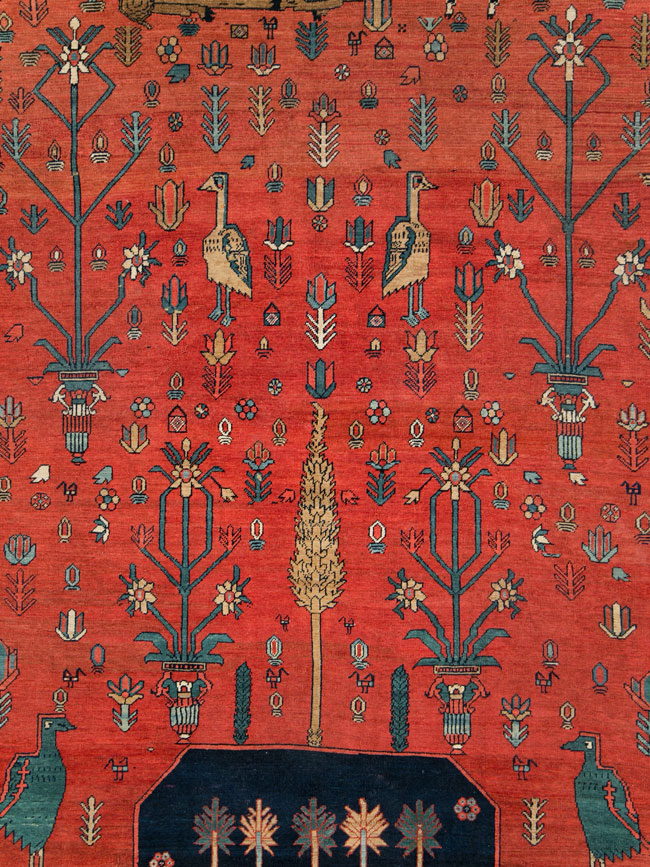 Antique Persian Pictorial Bakshaish Carpet, No.23596 - Gss