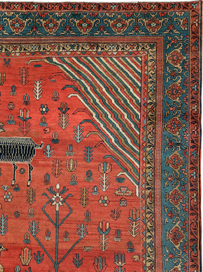 Antique Persian Pictorial Bakshaish Carpet, No.23596 - Gss