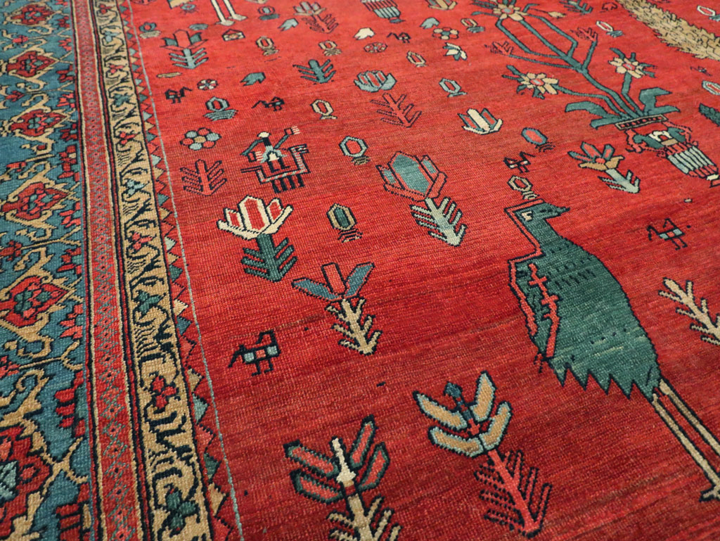Antique Persian Pictorial Bakshaish Carpet, No.23596 - Gss