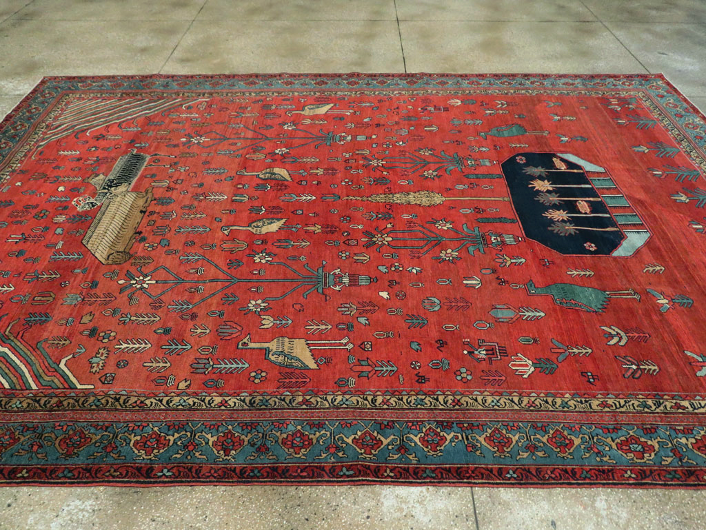 Antique Persian Pictorial Bakshaish Carpet, No.23596 - Gss