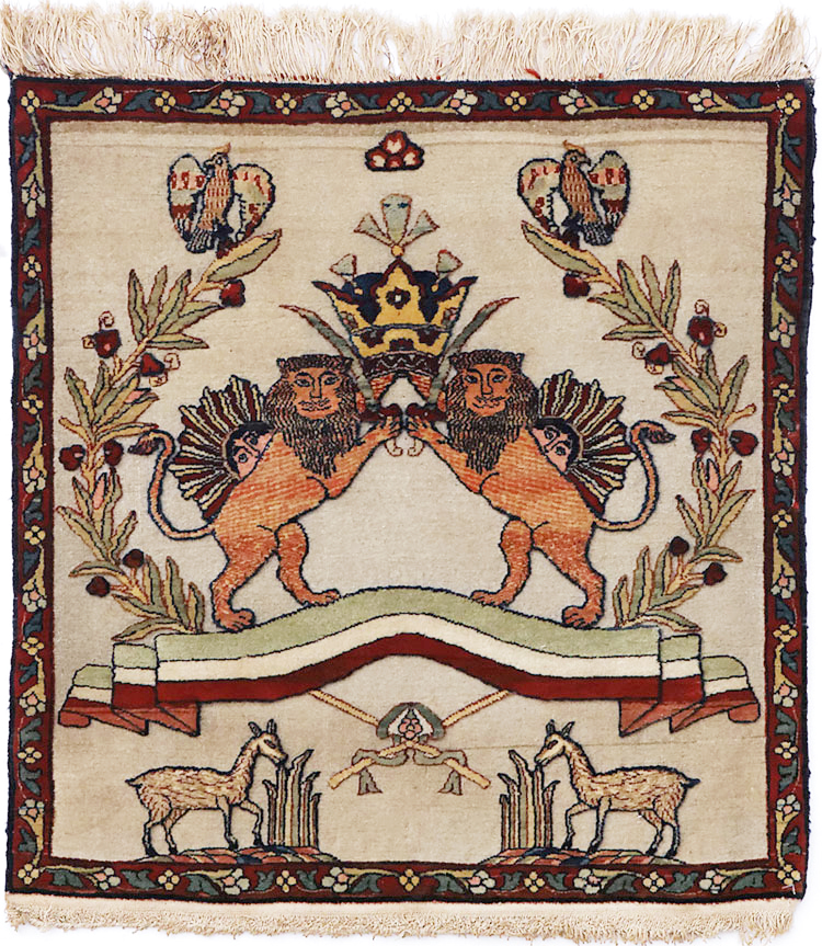 Antique Persian Dabir Kashan Pictorial Rug, No.23598 - Gss