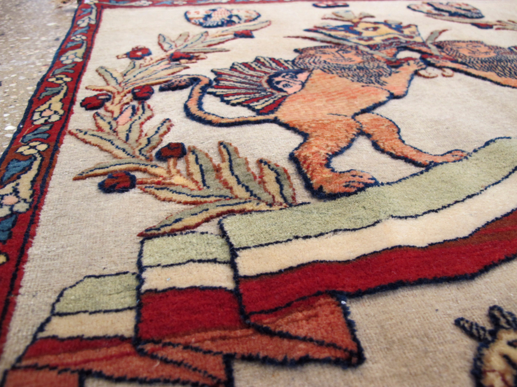 Antique Persian Dabir Kashan Pictorial Rug, No.23598 - Gss