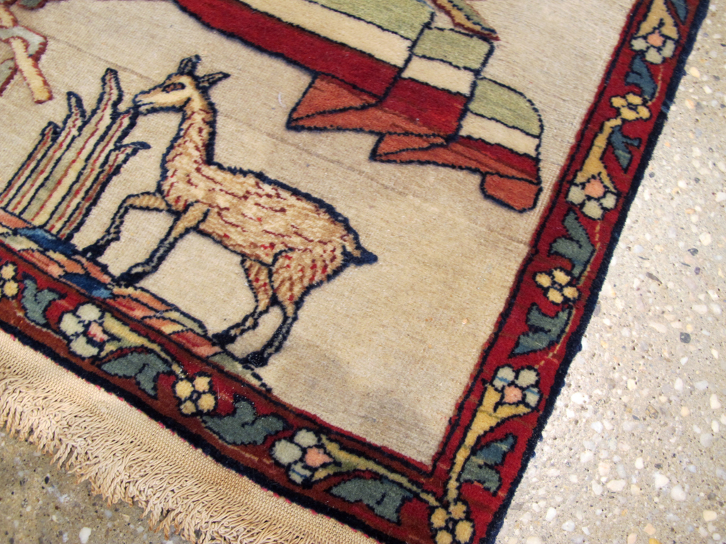 Antique Persian Dabir Kashan Pictorial Rug, No.23598 - Gss