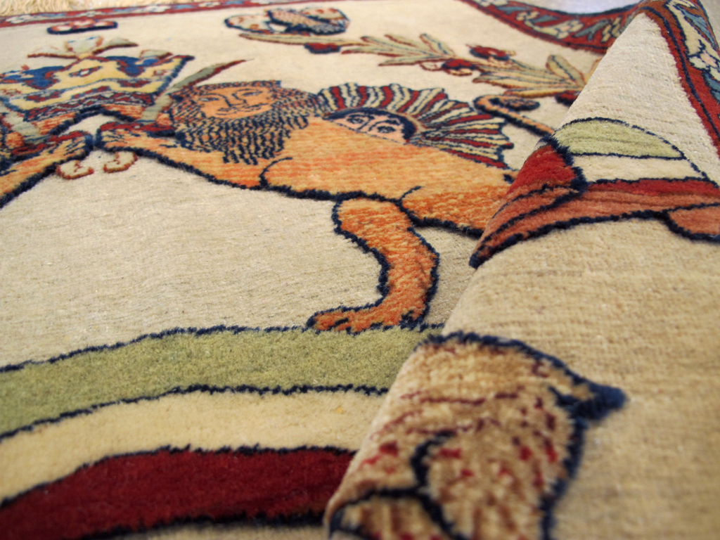 Antique Persian Dabir Kashan Pictorial Rug, No.23598 - Gss