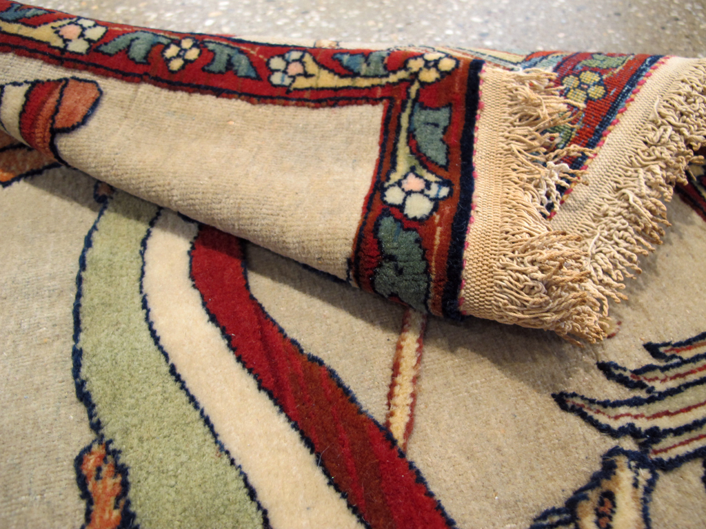 Antique Persian Dabir Kashan Pictorial Rug, No.23598 - Gss