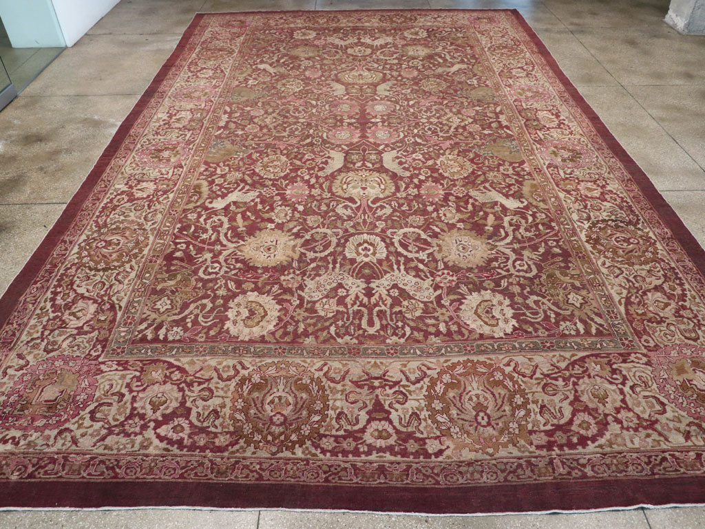 Antique Indian Agra Pictorial Oversize Carpet, No.23611 - Gss