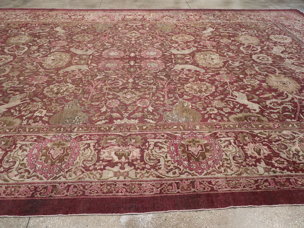 Antique Indian Agra Pictorial Oversize Carpet, No.23611 - Gss