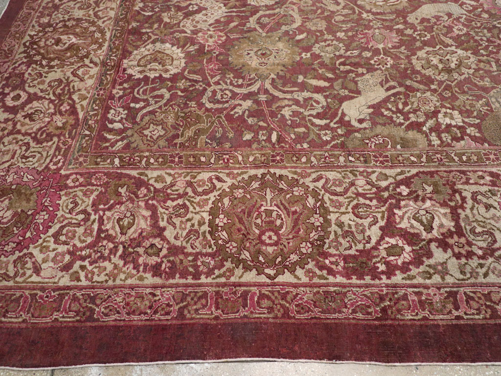 Antique Indian Agra Pictorial Oversize Carpet, No.23611 - Gss