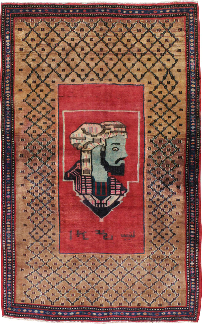 Vintage Persian Hamadan Pictorial Rug, No.23635 - Gss