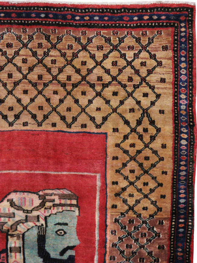 Vintage Persian Hamadan Pictorial Rug, No.23635 - Gss