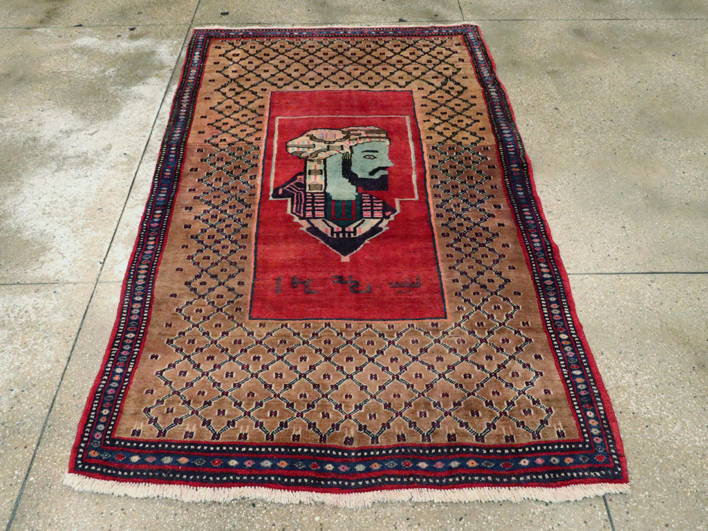 Vintage Persian Hamadan Pictorial Rug, No.23635 - Gss