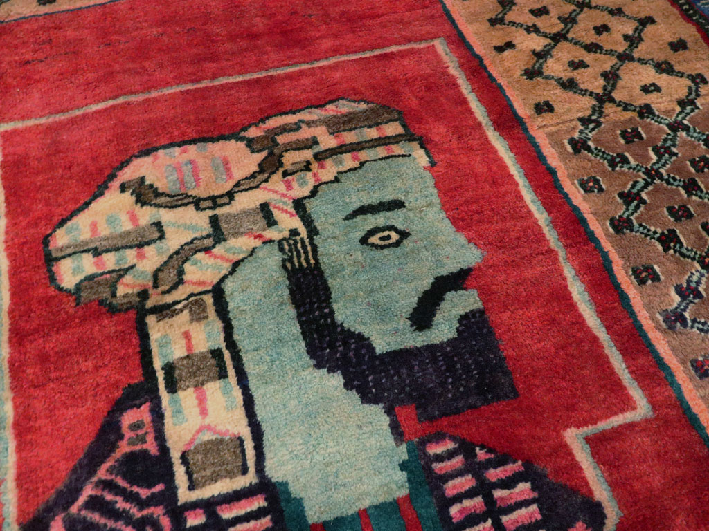Vintage Persian Hamadan Pictorial Rug, No.23635 - Gss