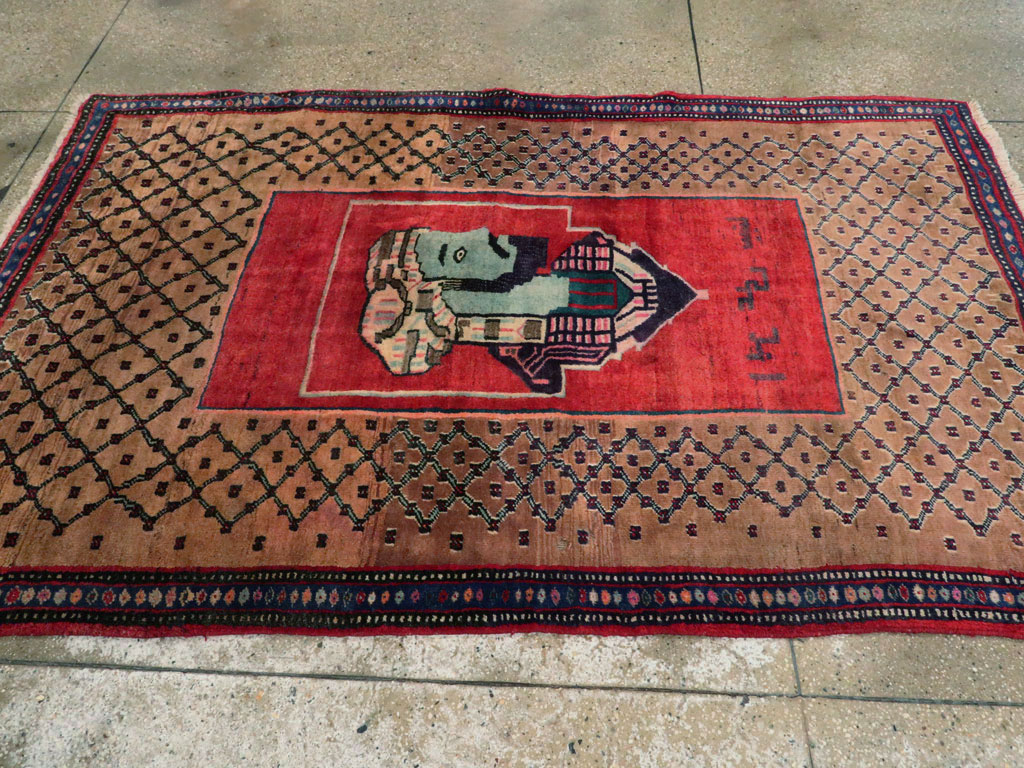 Vintage Persian Hamadan Pictorial Rug, No.23635 - Gss