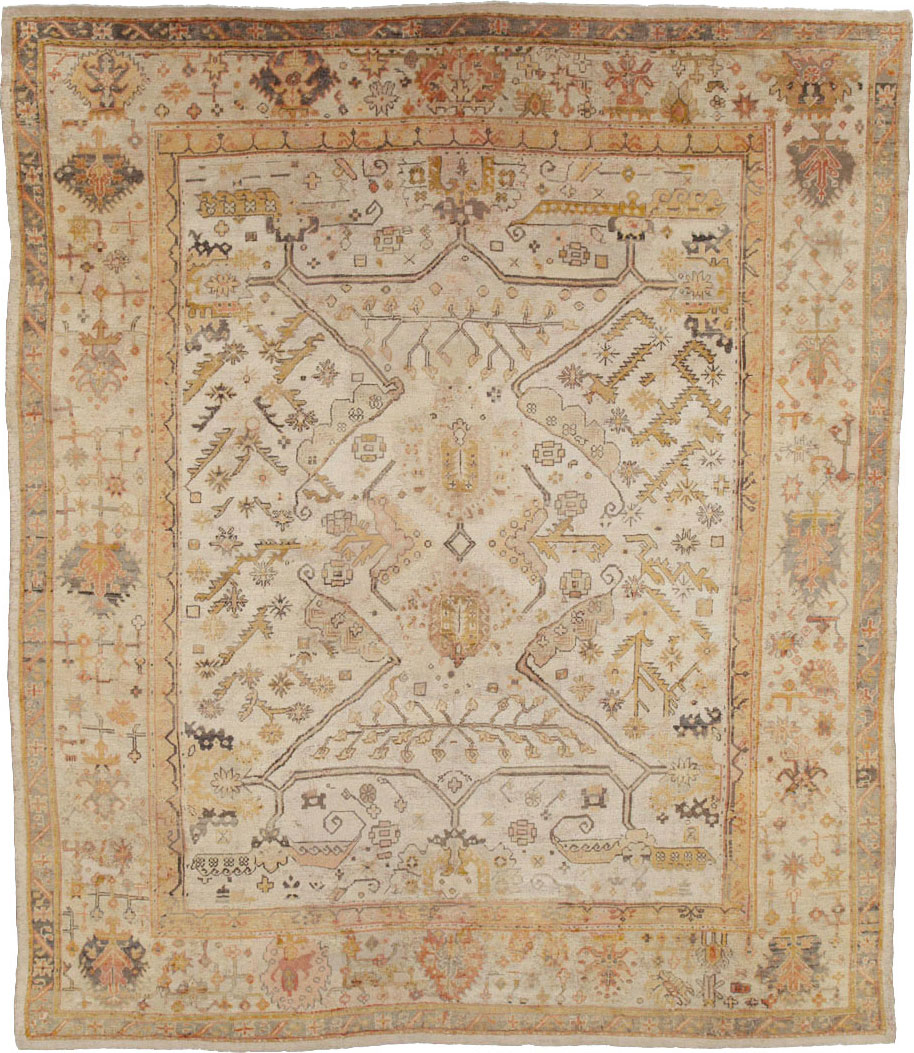 Antique Turkish Oushak Carpet, No.23653 - Gss