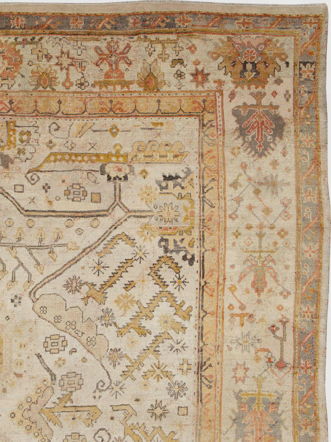 Antique Turkish Oushak Carpet, No.23653 - Gss