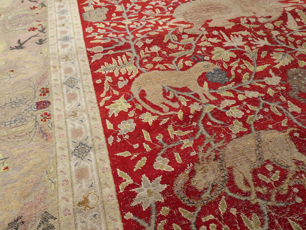 Antique Turkish Silk Kayseri Pictoral Rug, No.23691 - Gss