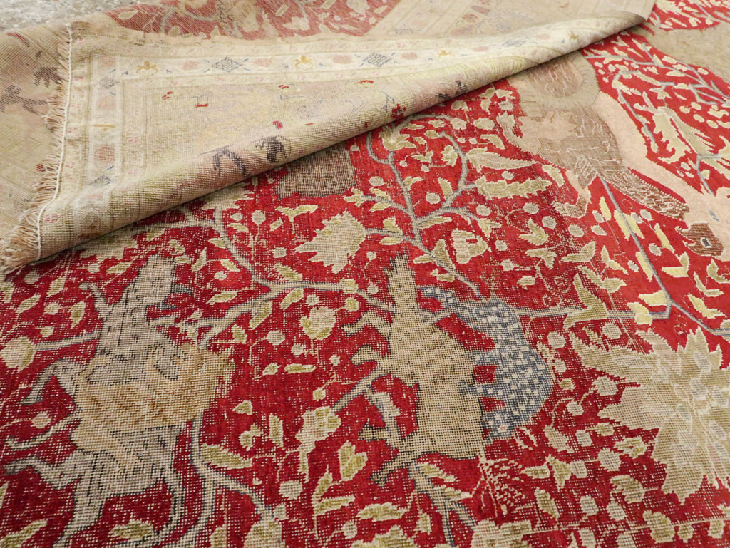 Antique Turkish Silk Kayseri Pictoral Rug, No.23691 - Gss