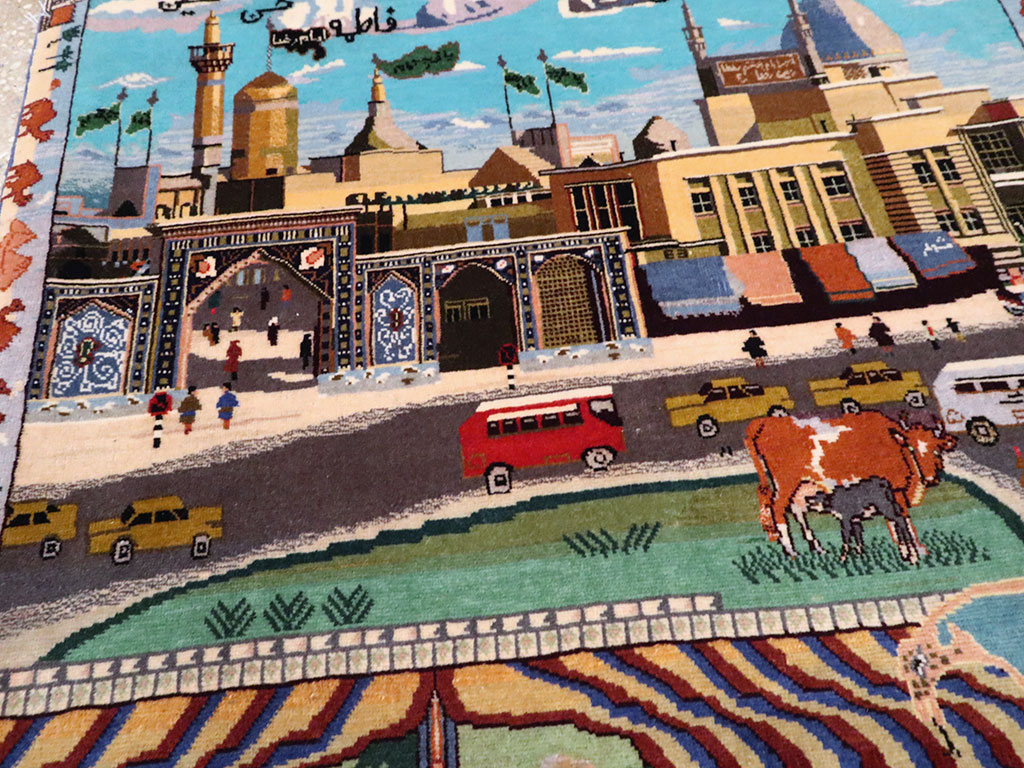 Vintage Persian Isfahan Pictorial Rug, No.23695 - Gss