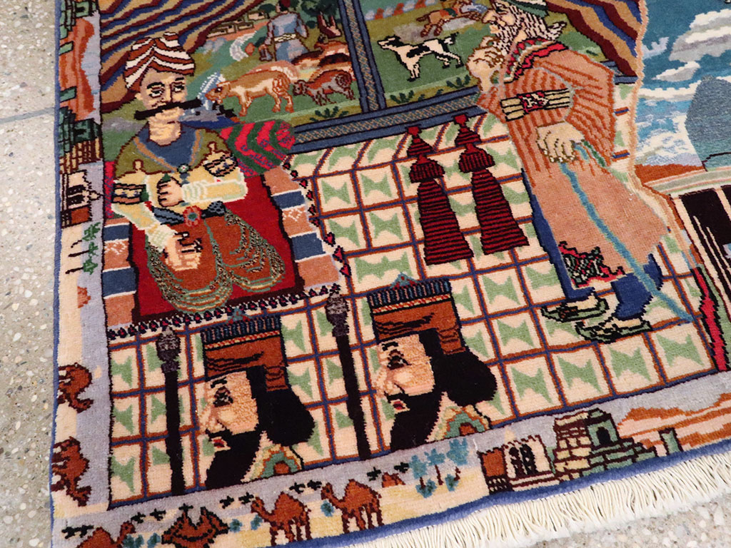 Vintage Persian Isfahan Pictorial Rug, No.23695 - Gss