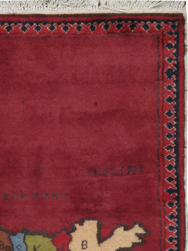 Vintage Afghan Pictorial Map Rug, No.23702 - Gss