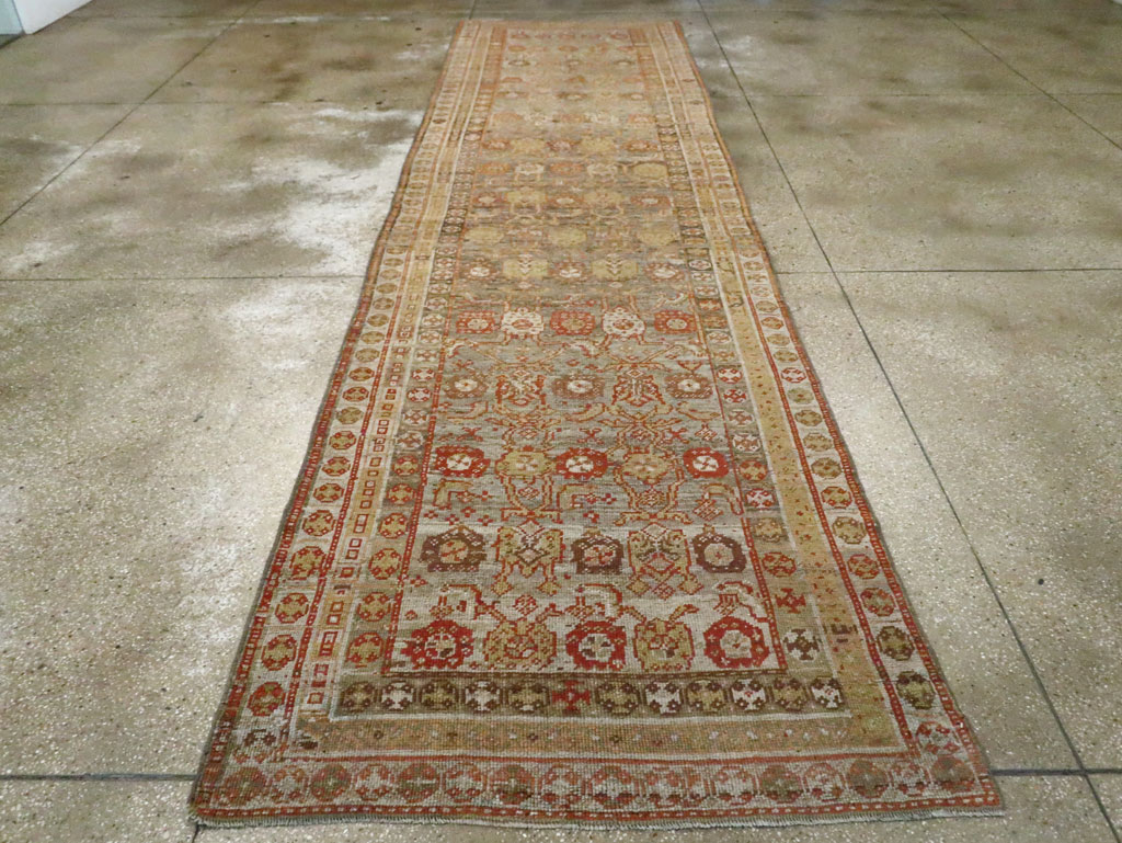 Antique Persian Kurdish Wide Gallery Runner, No.23725 - Gss