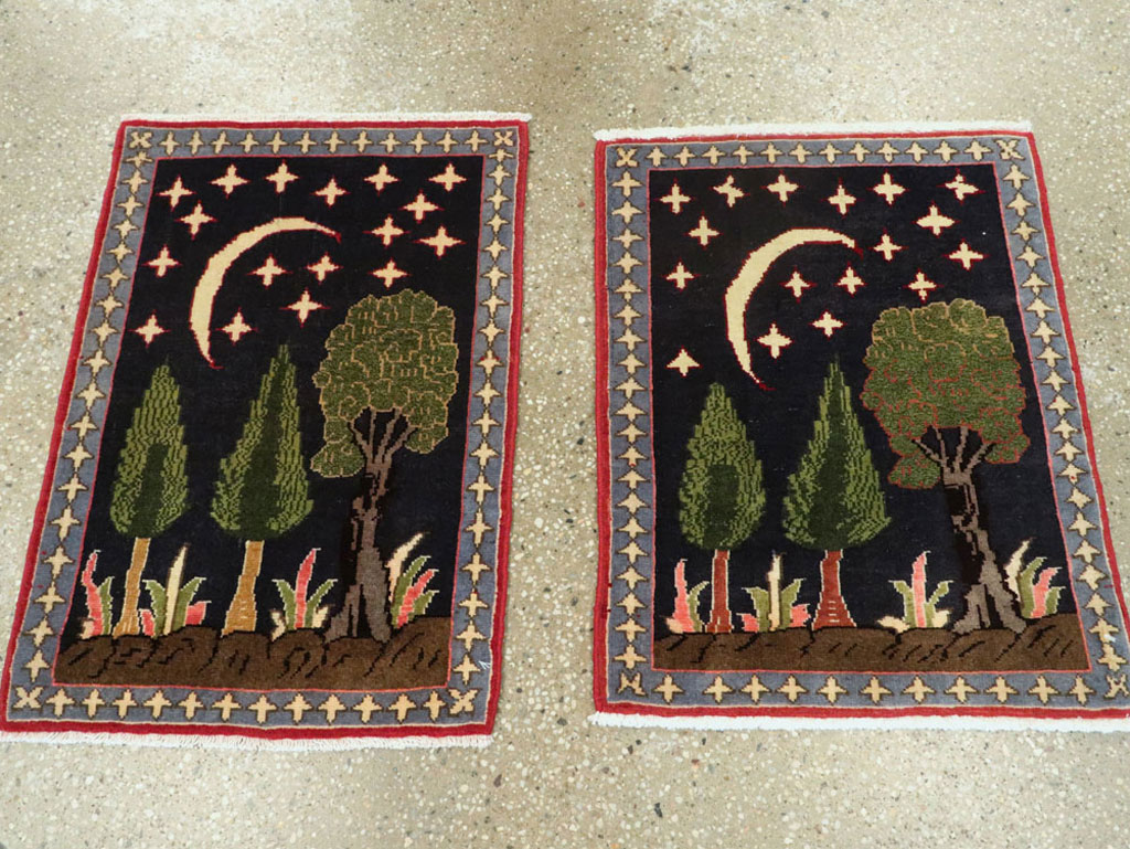 Vintage Persian Tabriz Pictorial Rug (Pair: 2 of 2), No.23728 - Gss