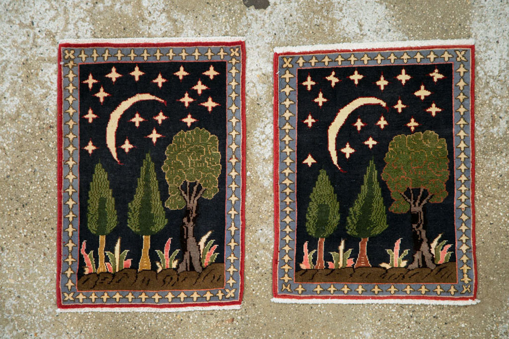 Vintage Persian Tabriz Pictorial Rug (Pair: 2 of 2), No.23728 - Gss