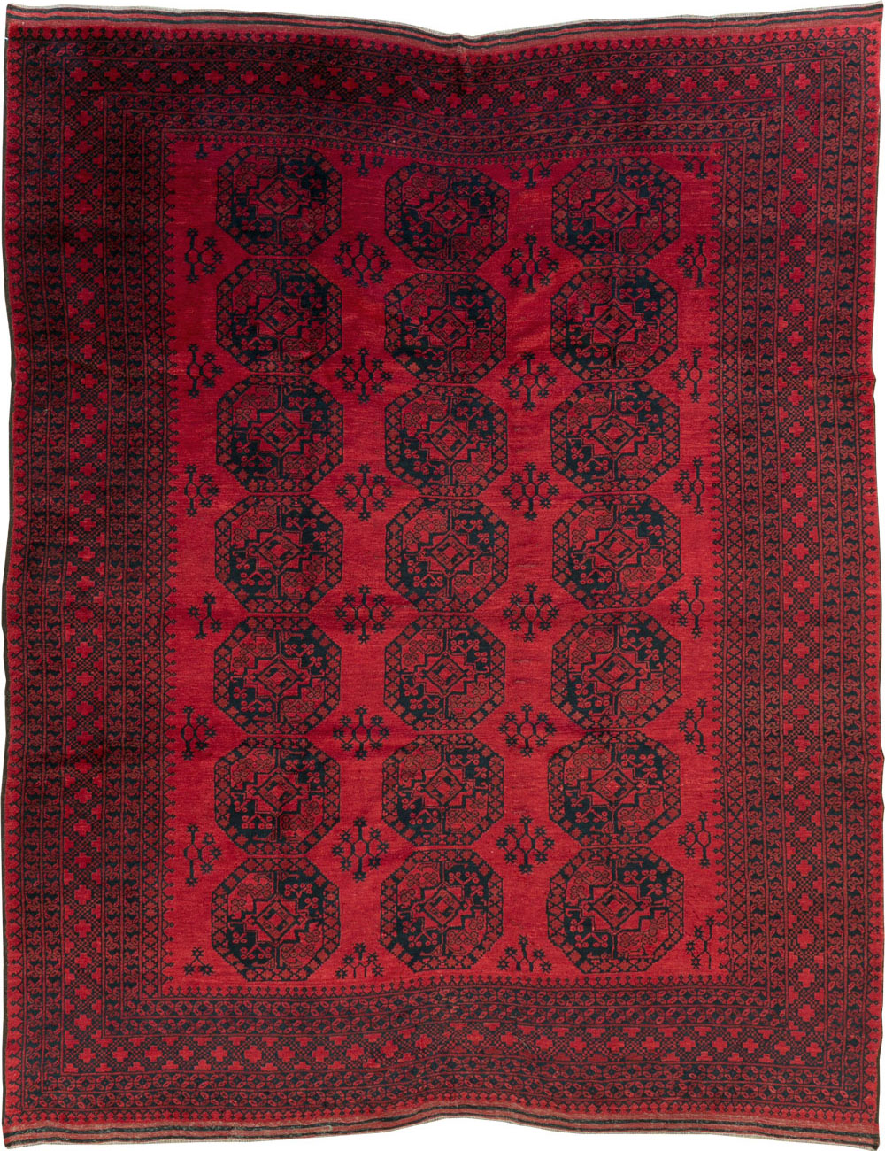 Vintage Central Asian Bokhara Room Size Carpet, No.23750 - Gss