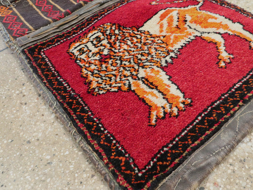 Vintage Persian Gabbeh Pictorial Saddlebag (Khorjin), No.23755 - Gss