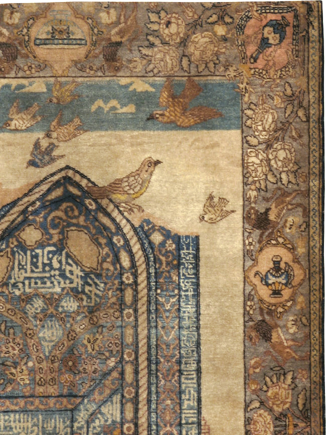 Vintage Persian Tabriz Pictorial Rug, No.23768 - Gss