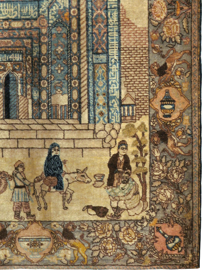 Vintage Persian Tabriz Pictorial Rug, No.23768 - Gss