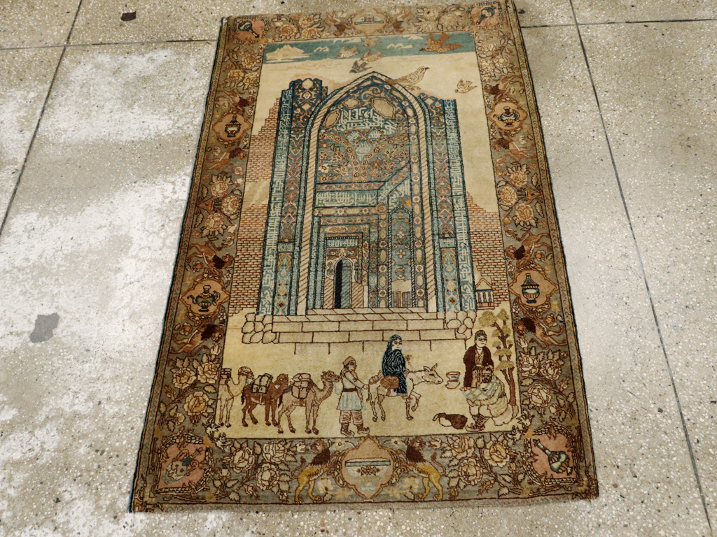 Vintage Persian Tabriz Pictorial Rug, No.23768 - Gss