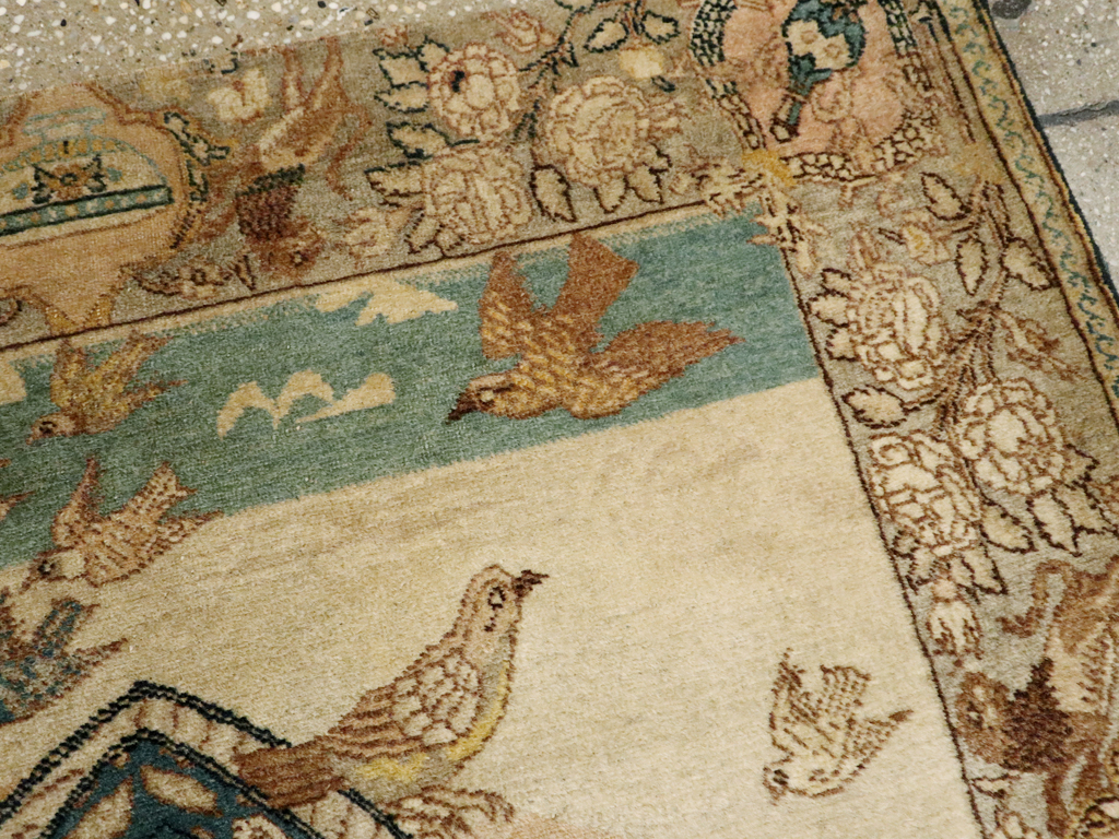 Vintage Persian Tabriz Pictorial Rug, No.23768 - Gss