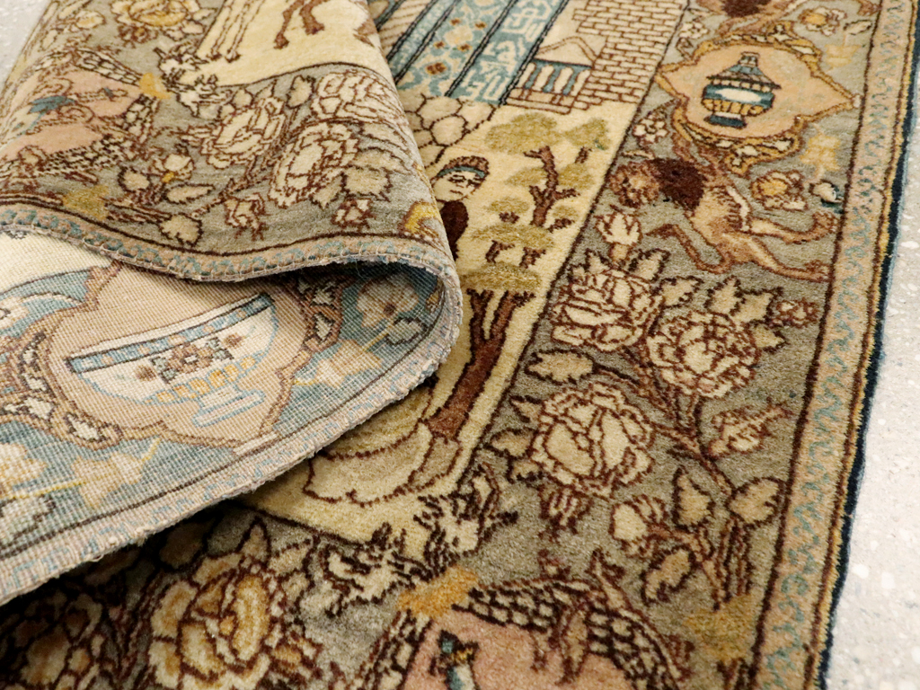 Vintage Persian Tabriz Pictorial Rug, No.23768 - Gss