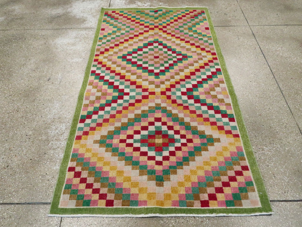 Vintage Anatolian Deco Rug, No.23829 - Gss