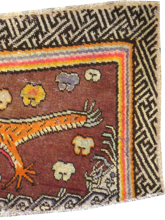 Antique East Turkestan Khotan Pictorial Rug, No.23886 - Gss