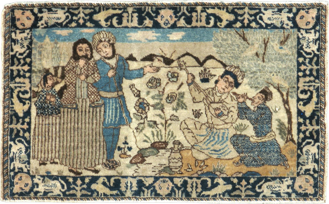 Vintage Persian Tabriz Pictorial Rug (Pair: 1 of 2), No.23892 - Gss