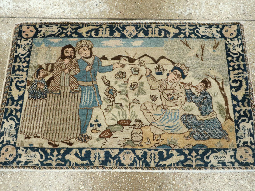 Vintage Persian Tabriz Pictorial Rug (Pair: 1 of 2), No.23892 - Gss